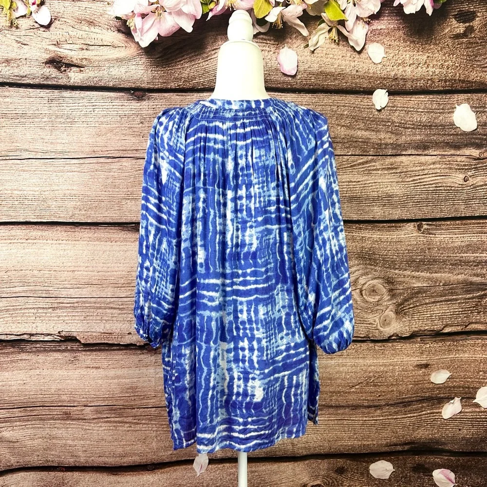 SOLD 🛍️ Croft & Barrow Women’s Rayon Tie Dye Novelty V-neck Flared Blouse 1X - Picture 6 of 7